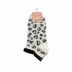 Ladies Ankle Socks Monotone Hearts 22-24cm
